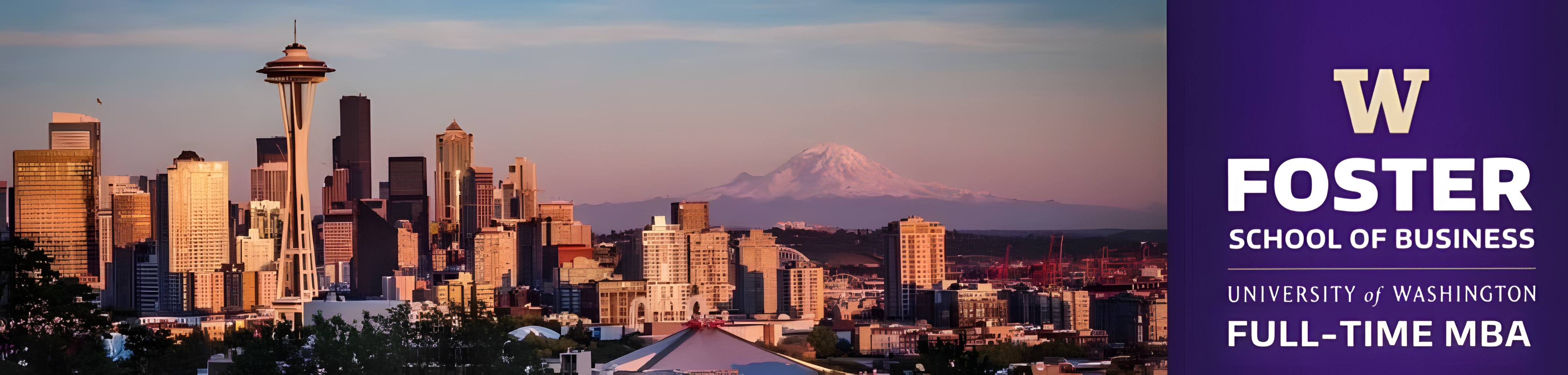 Seattle skyline and Foster School of Business Full-time MBA